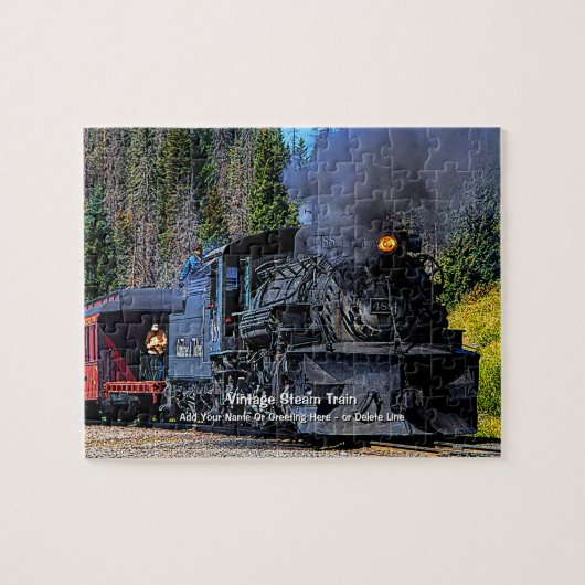 Vintager Dampfzug - Name hinzufügen Puzzle (Horizontal)