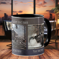 Vintager Dampfzug Personalisiertes Foto Tasse