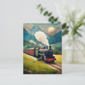 Vintager Dampfzug Postkarte (Stehend Vorderseite)
