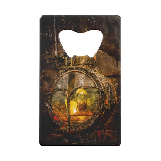 Vintager Dampfzug - Scheinwerfer Kreditkartenflaschenöffner (Rückseite)