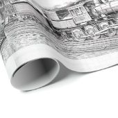 Vintager Dampfzug Schwarz/Weiß Geschenkpapier (Rolleneckpunkt)