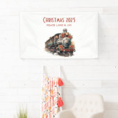 Vintager Dampfzug Traditionelle Weihnachtsfeiertag Banner (Insitu)