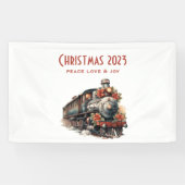 Vintager Dampfzug Traditionelle Weihnachtsfeiertag Banner (Horizontal)