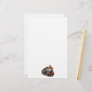 Vintager Dampfzug Traditionelle Weihnachtsfeiertag Briefpapier