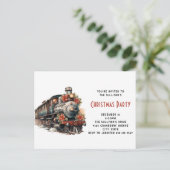 Vintager Dampfzug Traditionelle Weihnachtsfeiertag Einladungspostkarte (Stehend Vorderseite)