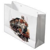 Vintager Dampfzug Traditionelle Weihnachtsfeiertag Große Geschenktüte (Vorderseite Schrägansicht)