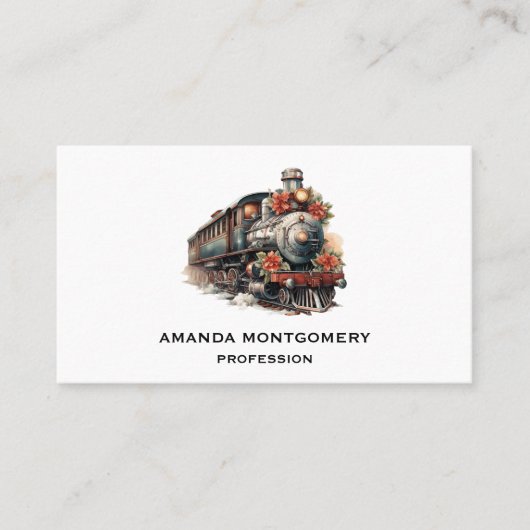 Vintager Dampfzug Traditionelle Weihnachtsfeiertag Visitenkarte (Vorderseite)