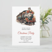 Vintager Dampfzug Traditionelles Party Einladung (Stehend Vorderseite)