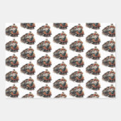 Vintager Dampfzug Traditionelles Weihnachtsmuster Geschenkpapier Set (Vorderseite 3)