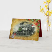 Vintager Dampfzug Weihnachten Frostig Der Schneema Karte (Gelbe Blume)