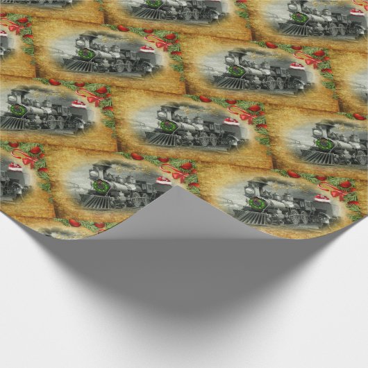 Vintager Dampfzug Weihnachten Geschenkpapier (Ecke)