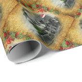 Vintager Dampfzug Weihnachten Geschenkpapier (Rolleneckpunkt)