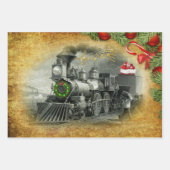 Vintager Dampfzug Weihnachten Geschenkpapier Set (Vorderseite)