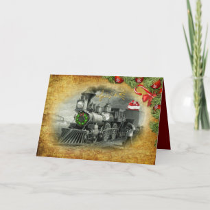 Vintager Dampfzug Weihnachtskarte Feiertagskarte