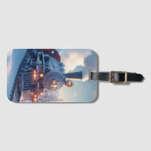 Vintager Dampfzug Winterlandschaft Schneeberg Gepäckanhänger (Vorderseite (Horizontal))