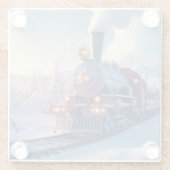 Vintager Dampfzug Winterlandschaft Schneeberg Glasuntersetzer (Rückseite)