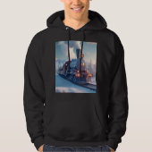 Vintager Dampfzug Winterlandschaft Schneeberg Hoodie (Vorderseite)