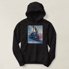 Vintager Dampfzug Winterlandschaft Schneeberg Hoodie