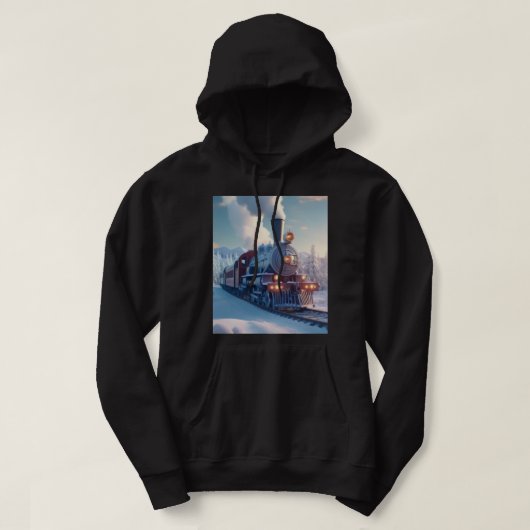 Vintager Dampfzug Winterlandschaft Schneeberg Hoodie (Design vorne)