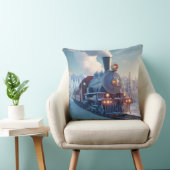 Vintager Dampfzug Winterlandschaft Schneeberg Kissen (Stuhl )