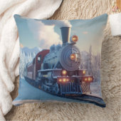 Vintager Dampfzug Winterlandschaft Schneeberg Kissen (Decke)