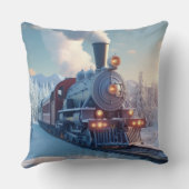 Vintager Dampfzug Winterlandschaft Schneeberg Kissen (Rückseite)