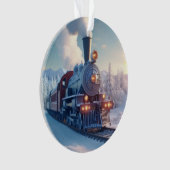 Vintager Dampfzug Winterlandschaft Schneeberg Ornament (Vorderseite)