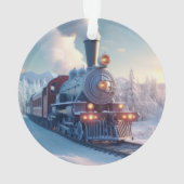 Vintager Dampfzug Winterlandschaft Schneeberg Ornament (Rückseite)
