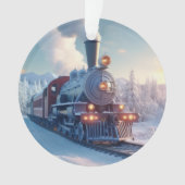 Vintager Dampfzug Winterlandschaft Schneeberg Ornament (Vorderseite)