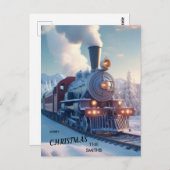 Vintager Dampfzug Winterlandschaft Schneeberg Postkarte (Vorne/Hinten)