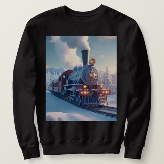 Vintager Dampfzug Winterlandschaft Schneeberg Sweatshirt (Design vorne)