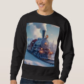 Vintager Dampfzug Winterlandschaft Schneeberg Sweatshirt (Vorderseite)