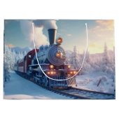 Vintager Dampfzug Winterschneeberg Große Geschenktüte (Vorderseite)
