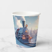 Vintager Dampfzug Winterschneeberg Pappbecher (Rückseite)