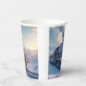 Vintager Dampfzug Winterschneeberg Pappbecher (Rechts)