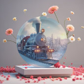 Vintager Dampfzug Winterschneeberg Pappteller