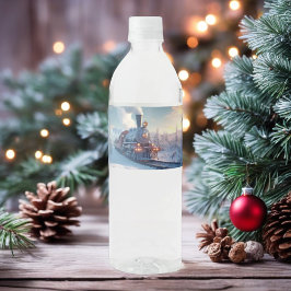 Vintager Dampfzug Winterschneeberg Wasserflaschenetikett