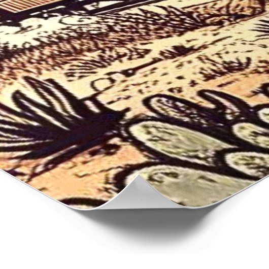 Vintager Dampfzug Zeichnend Poster (Ecke)