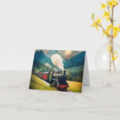 Vintager Dampfzug zum Geburtstag Karte (Gelbe Blume)