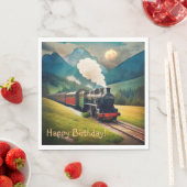 Vintager Dampfzug zum Geburtstag Serviette (Beispiel)