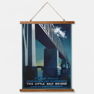 Vintager dänischer Staat Railways 1951 Aage Rasmus Wandteppich Mit Holzrahmen