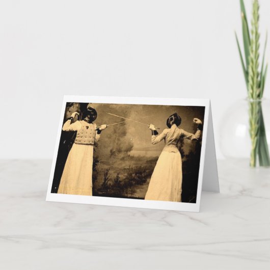 Vintager das Fechtenkampf der Frauen! Zaun der Karte (Vorderseite)