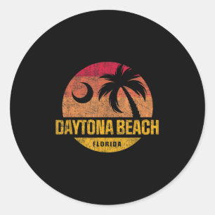 Vintager Daytona Beach Florida Palm Tree Sunset Va Runder Aufkleber