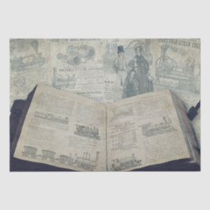 VINTAGER DECOUPAPAGE-DINNER-GEWICHT-MOTOR SEIDENPAPIER
