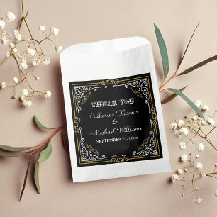 Vintager Deko Art Elegante Schwarz-weiße Hochzeit Geschenktütchen