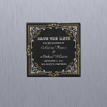 Vintager Deko Art Elegante Schwarz-weiße Hochzeit Magnet<br><div class="desc">Dieser Designstil zeichne Inspiration aus der Art-Déco-Bewegung der 1920er und 1930er Jahre, die durch geometrische Formen, goldene Akzente, schwarz-weiße Formen und elegante Schriftart gekennzeichnet ist. Eine Schwarz-Weiß-Hochzeit ist eine klassische und zeitlose Wahl. Es verbindet Eleganz und Einfachheit und schafft eine elegante Atmosphäre. Der Kontrast zwischen den beiden Farben verleiht der...</div>