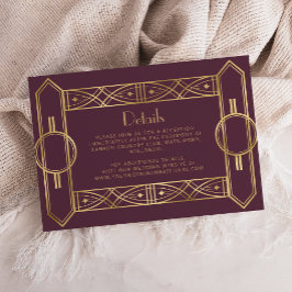 Vintager Deko Burgundy Gold Wedding Details Begleitkarte
