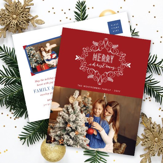 Vintager Deko Festive Foliage Frohe Weihnachten Fo