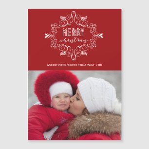 Vintager Deko Festive Foliage Frohe Weihnachten Fo Magnetkarte