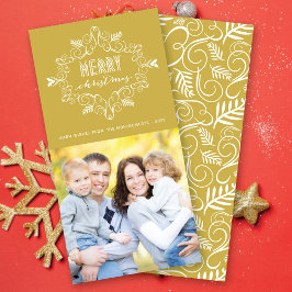 Vintager Deko Foliage Frame Frohe Weihnachts-Foto Feiertagskarte